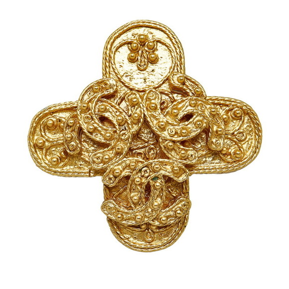 CHANEL Jewelry - CHANEL Triple Coco Mark Brooch Gold Plated Ladies